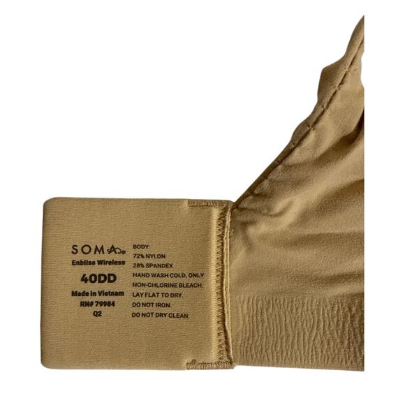 Soma Women's Enbliss Wireless Bra Soft Comfort Smooth Padded Size 40DD Beige - Picture 6 of 8